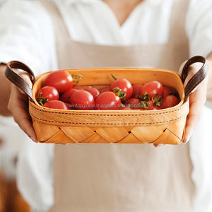 Panier à chips en rotin jetable à double poignée, style Japandi, design rectangulaire, capacité de 1 à 3 L, conservation de la fraîcheur pour - Product Image 2