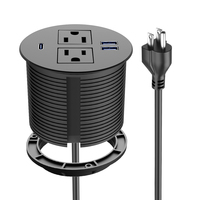 Prise de bureau encastrée ronde 125V avec NFC, 2 prises CA et 1 port USB-C PD18W, technologie NFC intégrée