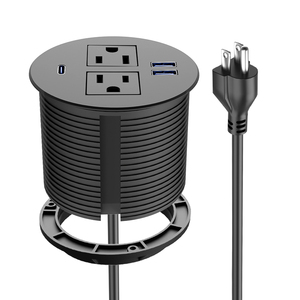 <span class=keywords><strong>Prise</strong></span> de <span class=keywords><strong>bureau</strong></span> encastrée ronde 125V avec NFC, 2 prises CA et 1 port <span class=keywords><strong>USB</strong></span>-<span class=keywords><strong>C</strong></span> PD18W, technologie NFC intégrée - Product Image 1