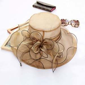 Sombreros de Sinamay de Ala Ancha con Diseño Floral para Mujer, Estilo Elegante para Iglesia, Fiestas y Uso en Exteriores, Venta al Por Mayor - Product Image 5