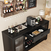 Mueble Bar de Madera Personalizado para Vino con Refrigerador, Aparador, Mesa con Estante de Almacenamiento para Cocina, Comedor y Sala de Estar