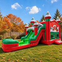 Château gonflable de Noël personnalisé prêt à être expédié avec toboggan pour fêtes de Noël et location d'attractions en centre commercial