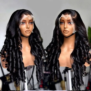 Pelucas de Cabello Humano con Rizos Voluminosos, Cabello Indio al por Mayor a Bajo Precio, Pre-Desplumadas con Baby Hair, Pelucas Frontales de Encaje HD Transparente <span class=keywords><strong>para</strong></span> Mujeres Negras - Product Image 5