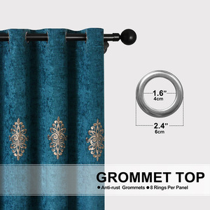 Leggiadro europeo tende damascate per soggiorno camera da letto Stock Roman Grommet ricamato ricamato tessuto a pieghe - Product Image 6