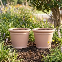 Pot de fleurs en plastique durable avec revêtement en poudre, pour intérieur/extérieur, avec trou de drainage, écologique, classique et contemporain, pour herbes aromatiques
