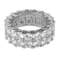 Bague double rangée en zircon micro-infusé pour hommes à la mode européenne et américaine Style hip-hop Accessoires transfrontaliers Bijoux en laiton de marque