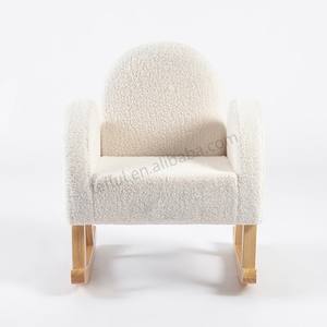 Modern High Back Armchair Fluffy Glider Rocker Accent <b>Chair</b> with Rubber <b>Wood</b> Legs for Living Room Baby Upholstered - Product Image 3