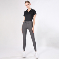 Chemises d'équitation personnalisées noires à manches courtes, hauts de sport équestres à séchage rapide, extensibles dans quatre directions, confortables, vêtements d'été pour cavaliers