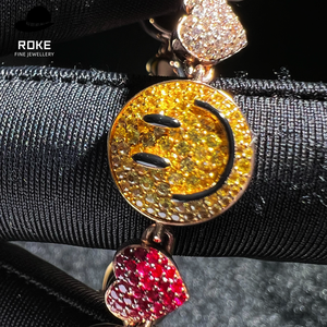 핫세일 맞춤형 스마일 하트 펜던트 목걸이 - IGI 인증 라운드 다이아몬드 컷, 9-18k 골드 힙합 반짝이는 주얼리 - Product Image 5