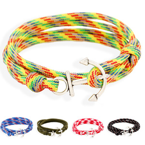 Pulsera náutica con <span class=keywords><strong>ancla</strong></span> para hombres <span class=keywords><strong>y</strong></span> mujeres, pulsera de pareja de cuerda de nailon tejida, 5 colores - Product Image 1
