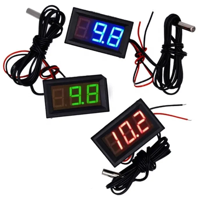 LED Temperature meter Detector Sensor Probe 12V Digital Thermometer Monitor tester
