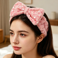Serre-têtes en gros avec nœuds à sequins, bandeaux en polaire corail multi-styles pour le SPA et les soins de la peau