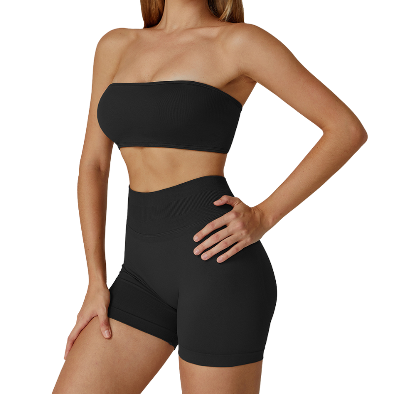 Wholesale Women Sports Gym Wear Workout Set Tights Crop Top 2 Pieces Seamless Long Sleeve Fitness Yoga Set
