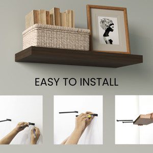 Floating <b>Shelves</b> Dark Oak 2 <b>Shelves</b> 1.50 In H <b>Wall</b> Display Storage - Product Image 3