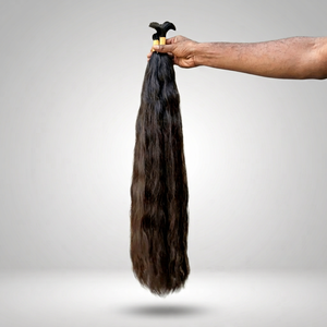 Natural Black Wavy Bulk Human Hair Extension Weft Bundle For <b>Braiding</b> <b>Wig</b> Making - Product Image 1