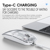 Nouvelle Souris Sans Fil Mini Transparente Légère 2025 Droitière RVB Rétroéclairée Ergonomique de Bureau Double Mode 2.4G BT Portable Rechargeable