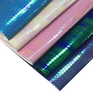 Rainbow Magic Color Printed Iridescent PU Synthetic Leather For Luggage Upholstery Wall Decoration