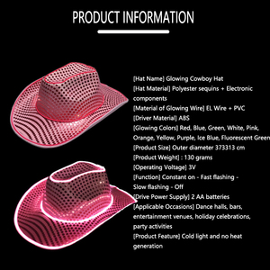 Wholesale Disco Luminous Led <strong>Bride</strong> <strong>Cowgirl</strong> <strong>Hat</strong> Glowing Light Bar Caps Bachelorette Party Supplies Flashing Neon Cowboy <strong>Hat</strong> - Product Image 2