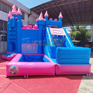 Château gonflable commercial double piste de qualité supérieure avec toboggan et piscine - Product Image 3