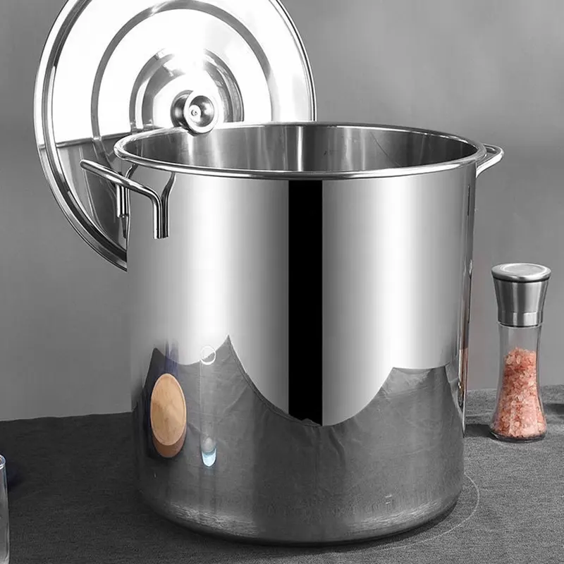 Hot Sale Kitchen 201 Stainless Steel Commercial Bucket Heavy Duty Cooking Pot Soup Stock Pots