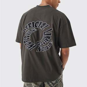 เสื้อยืดพิมพ์ลายตัวอักษรปักด้านหลังผ้าถักทรงโอเวอร์ไซส์ออกแบบได้ตามต้องการ - Product Image 1