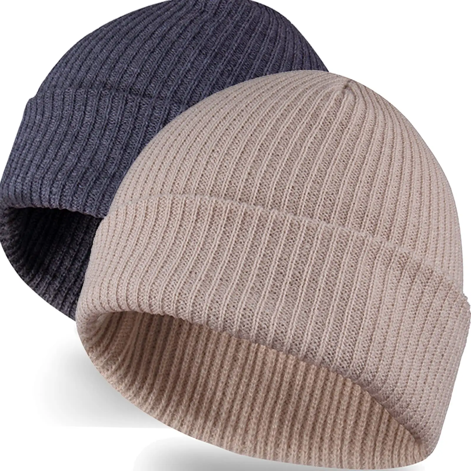 Classic Men's Lined Beanie Slouchy Acrylic Knit Cuff Skull Cap Warm Stocking Hats Guys Women Striped Winter Beanie Hat