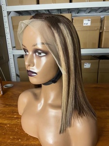 Parrucca Corta Donna Effetto Piano Color, Marrone Dorato Tinto, Bob con Mèches P4/27, 100% <span class=keywords><strong>Capelli</strong></span> Umani Vergini, Vendita Calda - Product Image 3