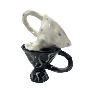 High Foot Vintage Hand Painted 6 oz Breakfast Cup Milk Coffee Tea Water Cup Dessert Cup Handmade <b>Ceramic</b> <b>Mugs</b> - Product Image 3