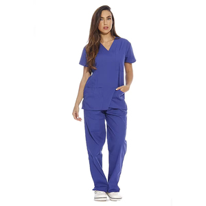 Cotton Stretchy All Black Scrubs Medical Nursing Uniforms Women and Man Scrubs <b>Sets</b> - Product Image 5