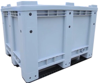 Boîte de palette en plastique à paroi solide avec roues de couvercle, robuste, gris, bleu, vert, HDPE, haute rigidité, batterie durable de qualité alimentaire