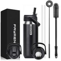 Bouteille d'eau isotherme portable en acier inoxydable de 32 oz et 64 oz, gourde de 2 L, flacon isotherme pour boissons, sport, gym