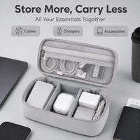 Sac organisateur électronique portable, étui de rangement de voyage pour câbles, chargeurs, batterie externe, avec poches en filet et séparateurs amovibles