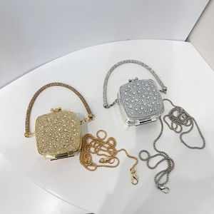 크로스보더 봄 신상 아크릴 다이아몬드 박힌 박스 백 여성 패션 유니크 미니 어린이 동전 지갑 잠금장치 포함 - Product Image 5