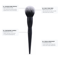 Pinceau à poudre personnalisé avec logo, micro-pointes douces blanches, manche velours mat pour marques de beauté et fournisseurs de cosmétiques