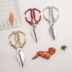 Jin Yan <b>Kitchen</b> Scissors Stainless Steel Large Headed Chicken Bone Shears Versatile Use Red Silver Gold Color - Product Image 3