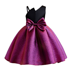 MS Girls Dresses in Europe and the United States New <b>Glitter</b> Fabric Slant Shoulder Princess Dress <b>Skirt</b> Children's Clothing - Product Image 2