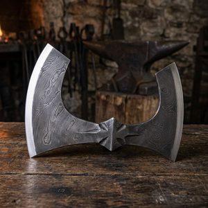 Hache à double tête médiévale forgée à la main - Product Image 3