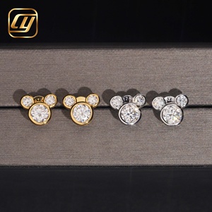 Boucles d'oreilles clous mignonnes en argent 925, moissanite taille brillant rond, sertissage clos, plaqué or 18 carats, bijoux fantaisie pour femme - Product Image 6