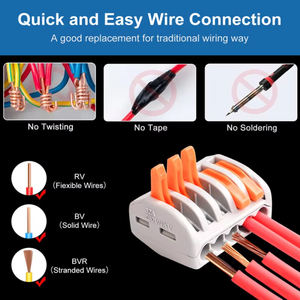 JIAFクイックワイヤコンダクターコネクタ2/3ピンスプライシングプッシュインターミナルブロック1で複数アウト固定穴付き - Product Image 6