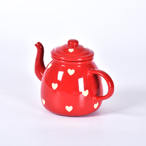 Ensemble de mini théière en céramique blanche, vente en gros, pour faire du thé et parler, rouge uni - Product Image 3