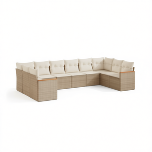 Set Divano da Giardino Beige con Struttura in Rattan PE, Cuscini in Schiuma ad Alta Densità, Impermeabile, Design Contemporaneo - Product Image 1
