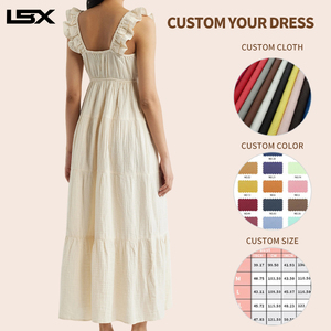Abito lungo estivo personalizzato con logo, stile dolce, in chiffon con stampa digitale a gradazione, vita aderente, scollo all'americana, orlo asimmetrico - Product Image 2