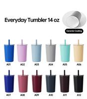 Mug à café isotherme portable en acier inoxydable de 14 oz avec paille, idéal pour les cadeaux d'affaires modernes