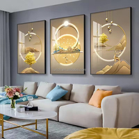 Achat en Gros Décoration de Salon Luxe Toile Affiche Dorée Art Mural Moderne Tableau Mural Abstraction Porcelaine Cristal