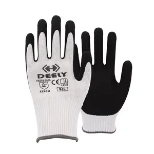 HPPE EN388 Glass Garden Protective Industry Anti Cut Level 5 Sandy Nitrile Coated Gloves