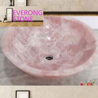 Luxe Brésil Quartz Cristal Rose Rose Quartz Lavabo rond pour Villa Salle de bain