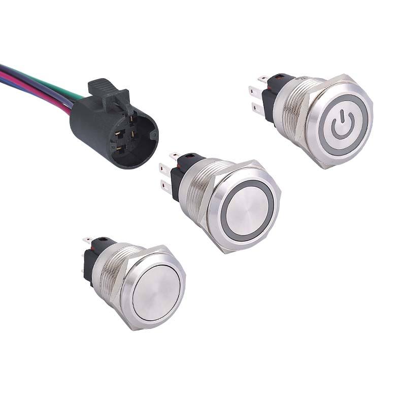 LYAN Anti-vandal Flat Metal Push Button Switch 16mm 19mm 22mm LED Momentary 5v 12v Waterproof Push Button Switch ONPOW6122