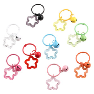 Colorful Transparent Five Pointed Star Bell Book Ring Reusable <b>Bookmark</b> Keychain Accessory Mixed Colors Metal Material - Product Image 1