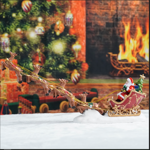 Traîneau <span class=keywords><strong>du</strong></span> Père Noël avec <span class=keywords><strong>rennes</strong></span> - Décoration de village de Noël Winter Lane - Décoration de Noël - Product Image 2