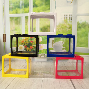 Mini aquarium transparent en plastique pour poissons Betta et poissons rouges, aquascape créatif de bureau - Product Image 1